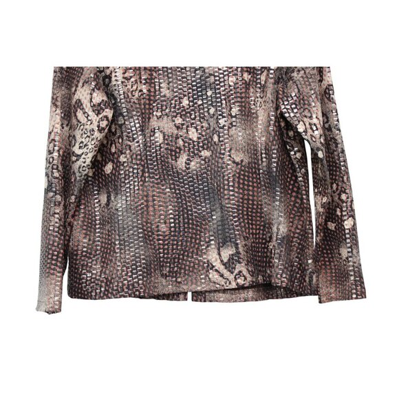 Exclusively Misook Full Zip Jacket Cardigan Large Sequin Animal Print Art Disco - Picture 10 of 10